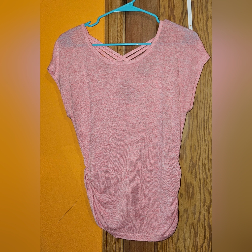 INSPIRED HEARTS small pink criss cross back tee